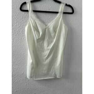 Vintage Lorraine Cream Satin Camisole Slip Tank Top Lace Trim Size 34‎ USA
